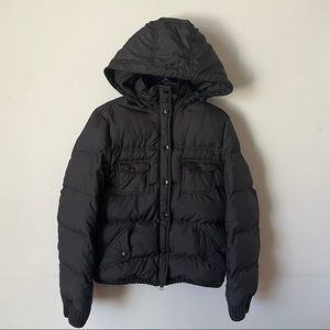 J Crew Down Black Hooded Puffer Jacket Coat Size Small
